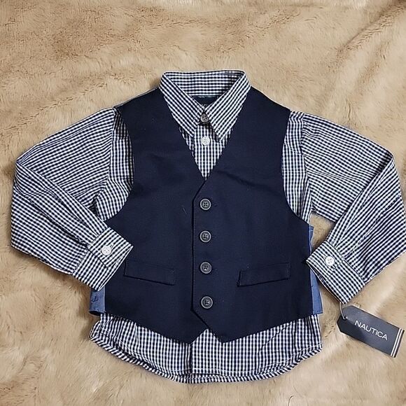 NAUTICA 3-PIECE DRESS SHIRT, VEST AND PANTS, SIZE 24 MONTHS - NEW! - Picture 2 of 10